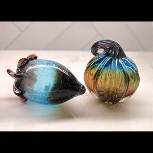 Autumnal glass pumpkin and acorn